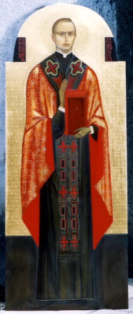 Блаженний священномученик отець Петро Вергун. Дерево, левкас, темпера, гравірування, золочення