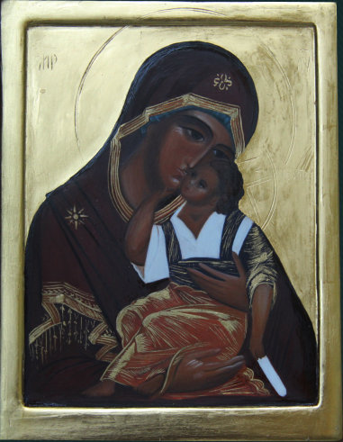 The Mother of God. Wood , gesso, tempera, gilding