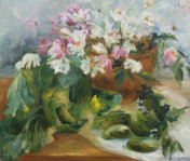 "Green cucumbers", oil on canvas, 50 x 60, 2007