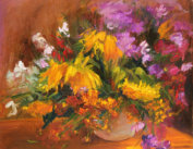 "Bunch with Sunflowers" oil on canvas, 70 x 80, 2013