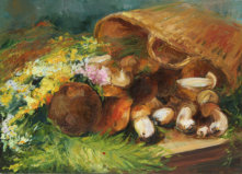 "Still life with mushrooms", oil on canvas, 50 x 70, 20013